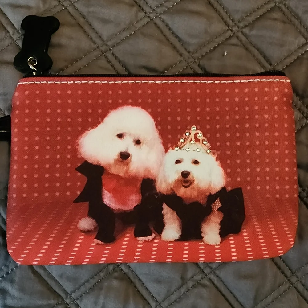 CHANGE PURSE BICHON FRISE PET COLLECTION  FABRIC ZIP TOP - Picture 2 of 9